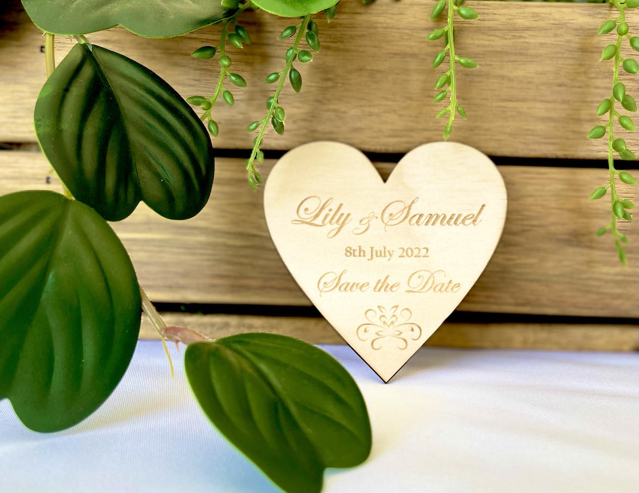 Engraved Wooden Heart "Save the Date" | Design Hut