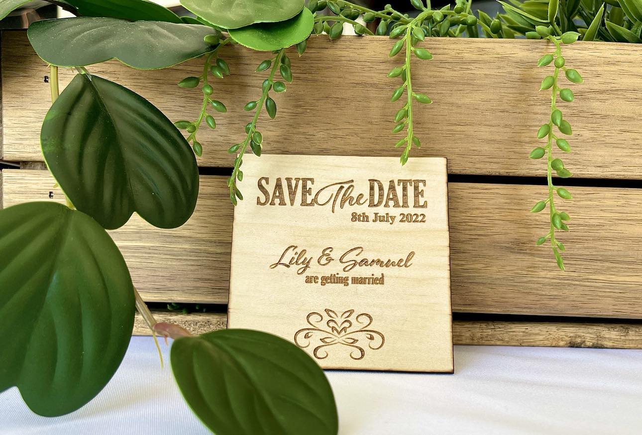 Engraved Wooden Heart "Save the Date" | Design Hut