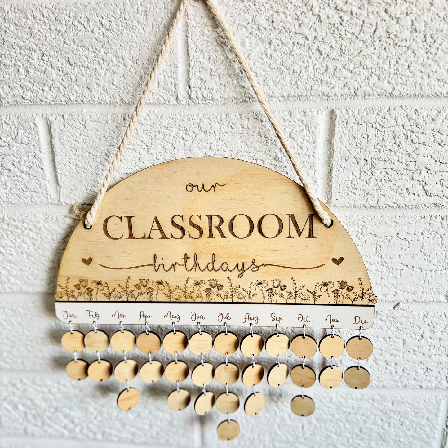 Wooden Floral "Class Birthdays" Calendar - Design Hut