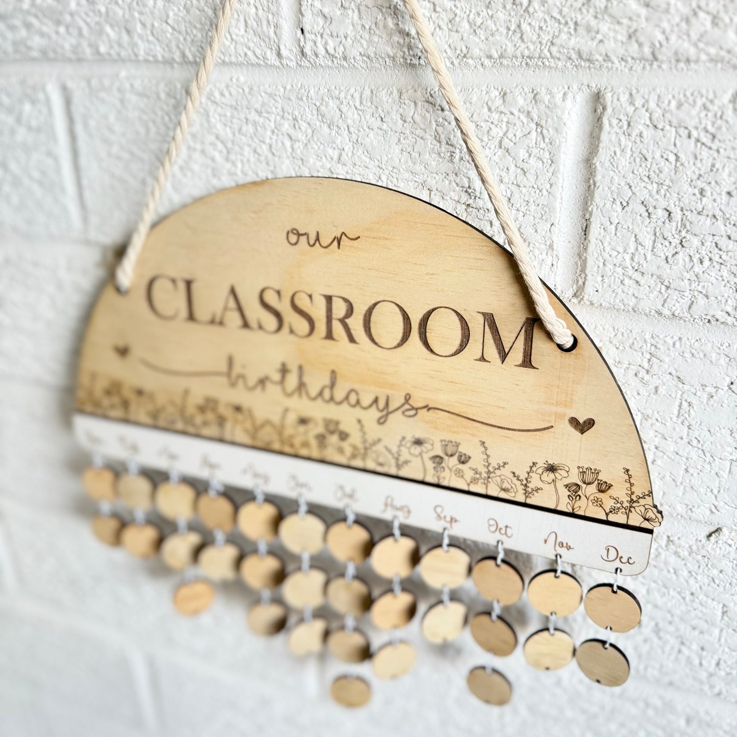 Wooden Floral "Class Birthdays" Calendar - Design Hut
