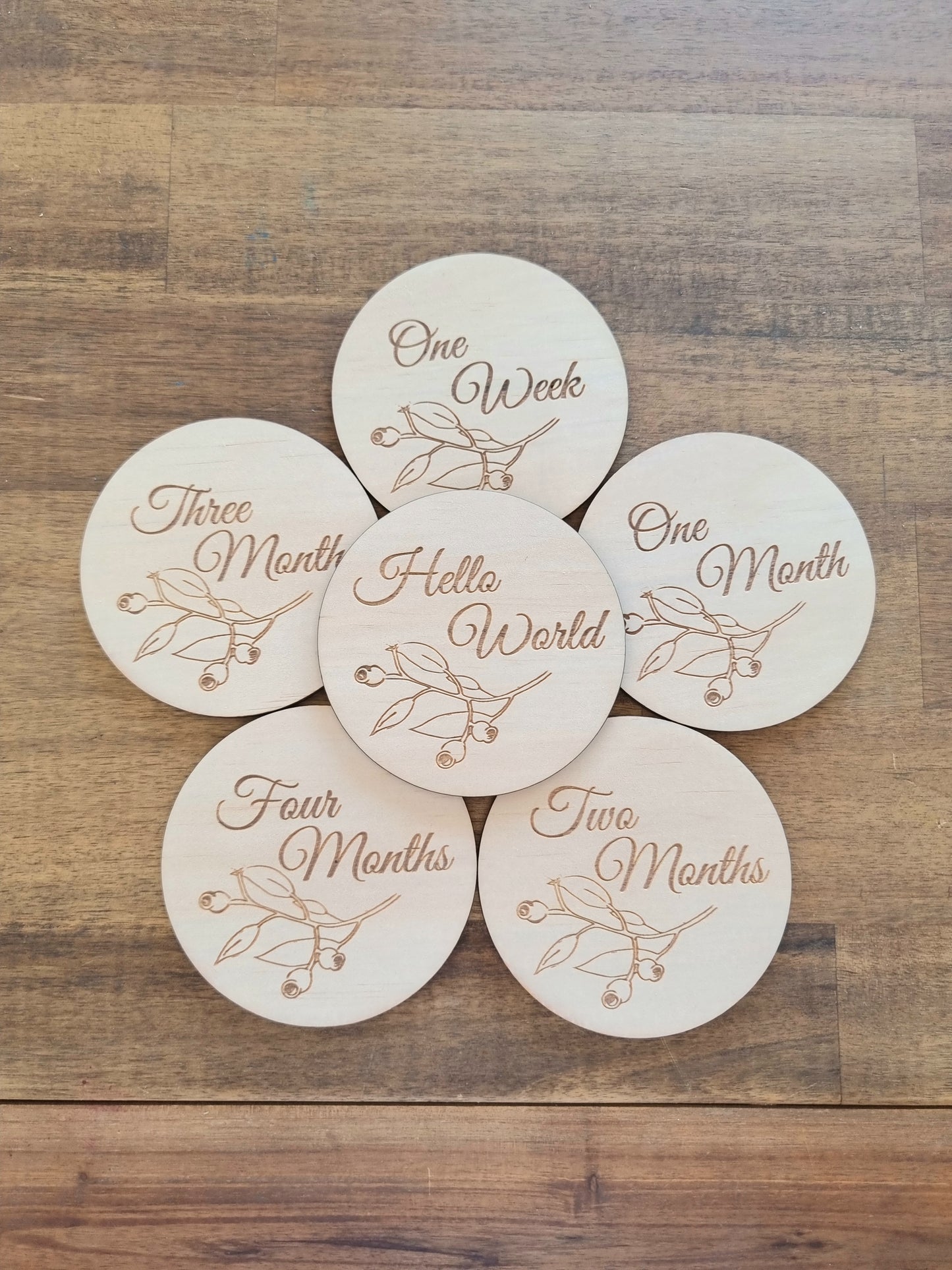 Wooden Hello World Milestones Gumnut discs - Design Hut
