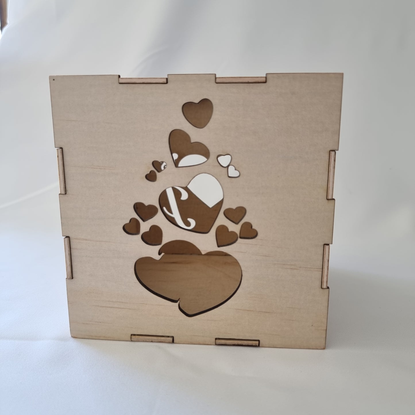 Personalised Love Heart Wooden Light Box - Design Hut