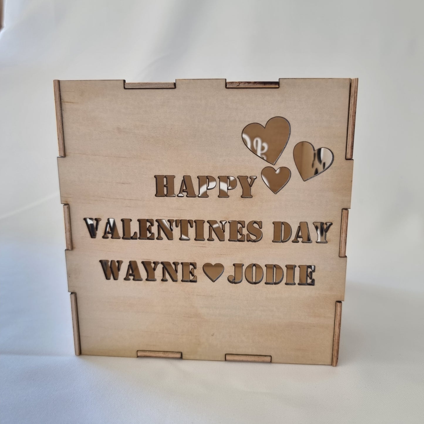 Personalised Love Heart Wooden Light Box - Design Hut