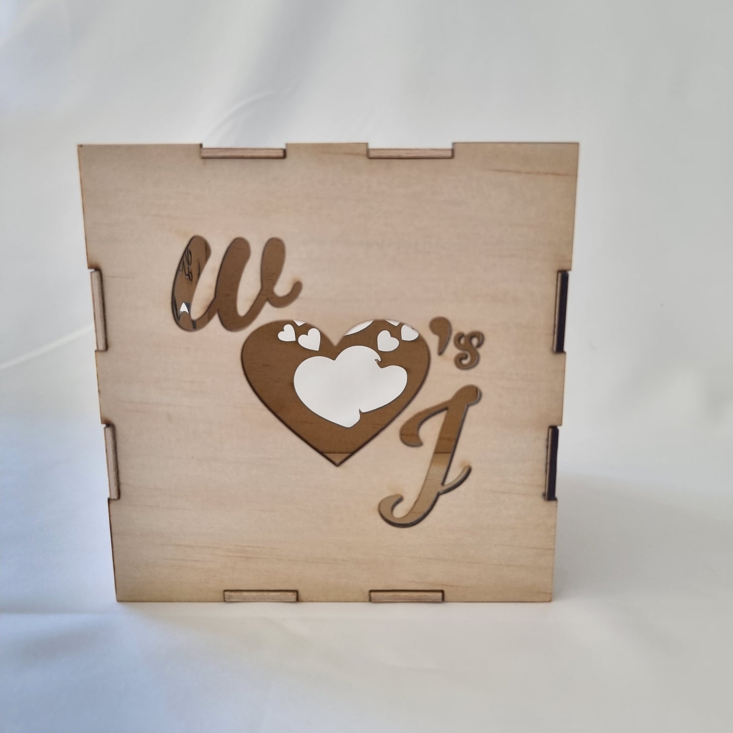 Personalised Love Heart Wooden Light Box - Design Hut