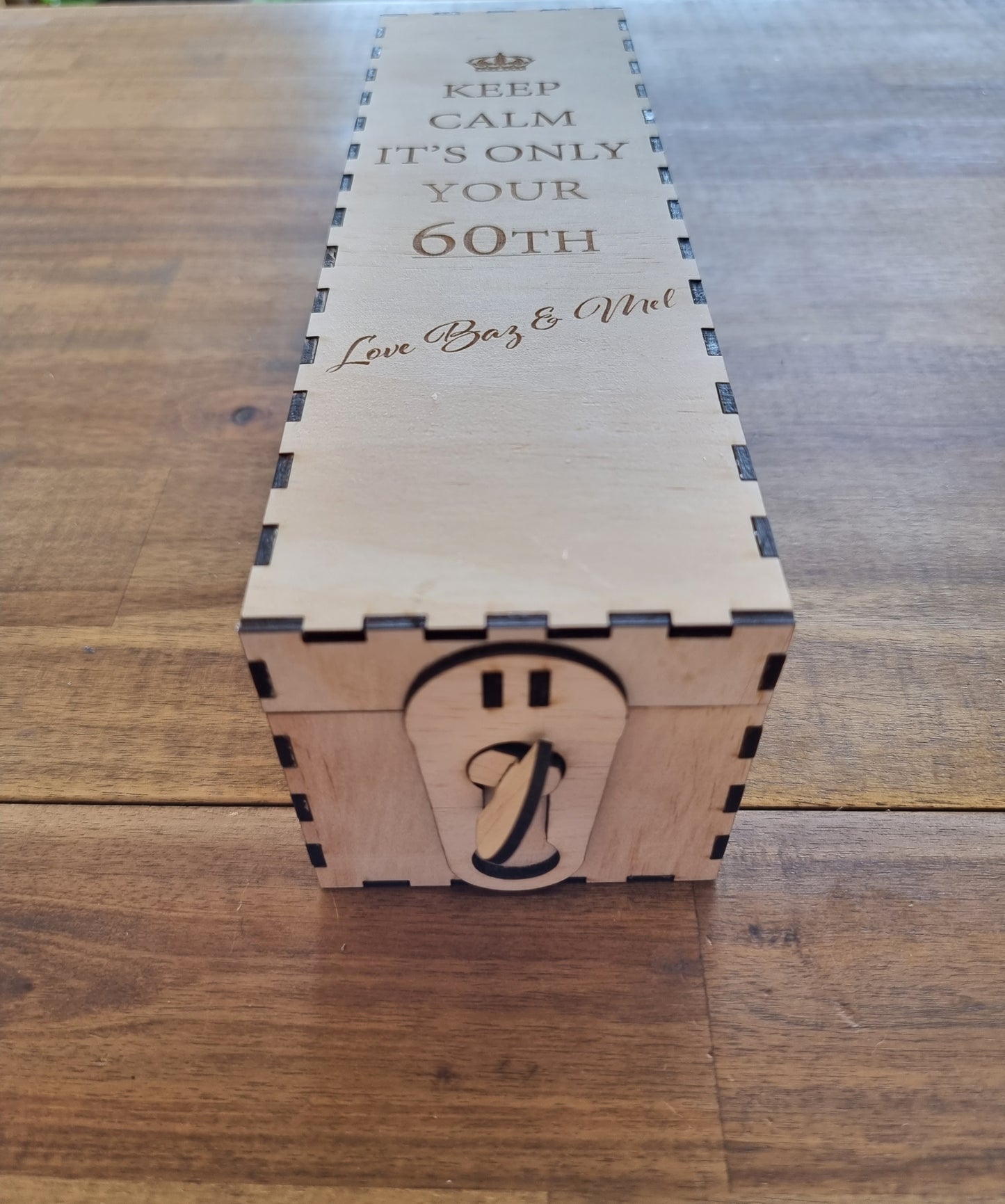 Personalised Engraved Wooden Bourbon Box Holder Opening Mechanism- Design Hut