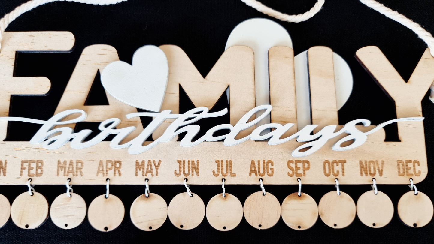 Wooden Family Birthday Calendar - Design Hut
