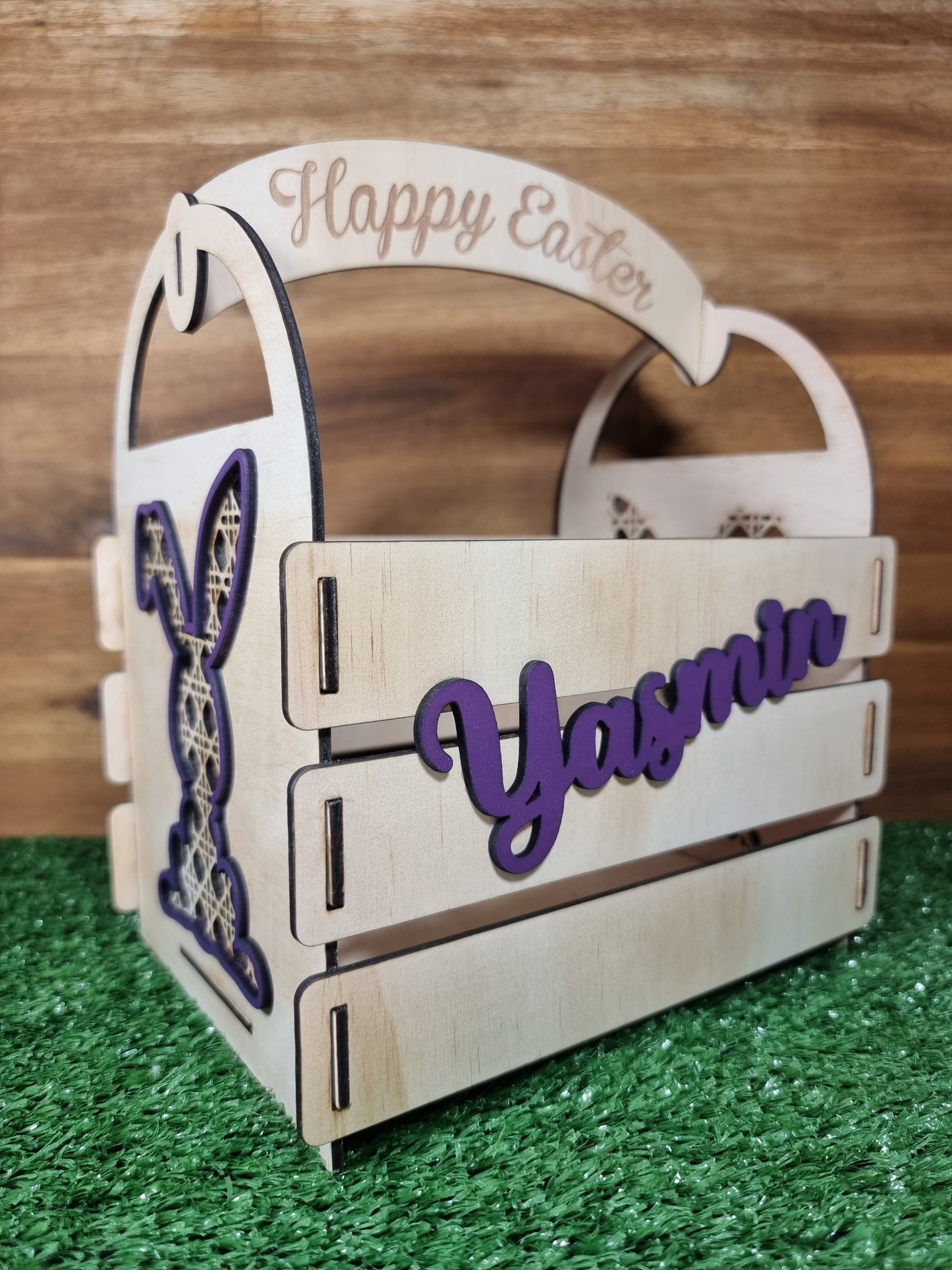 Easter Egg Wooden Rattan Bunny Design Basket / Crate Design Hut