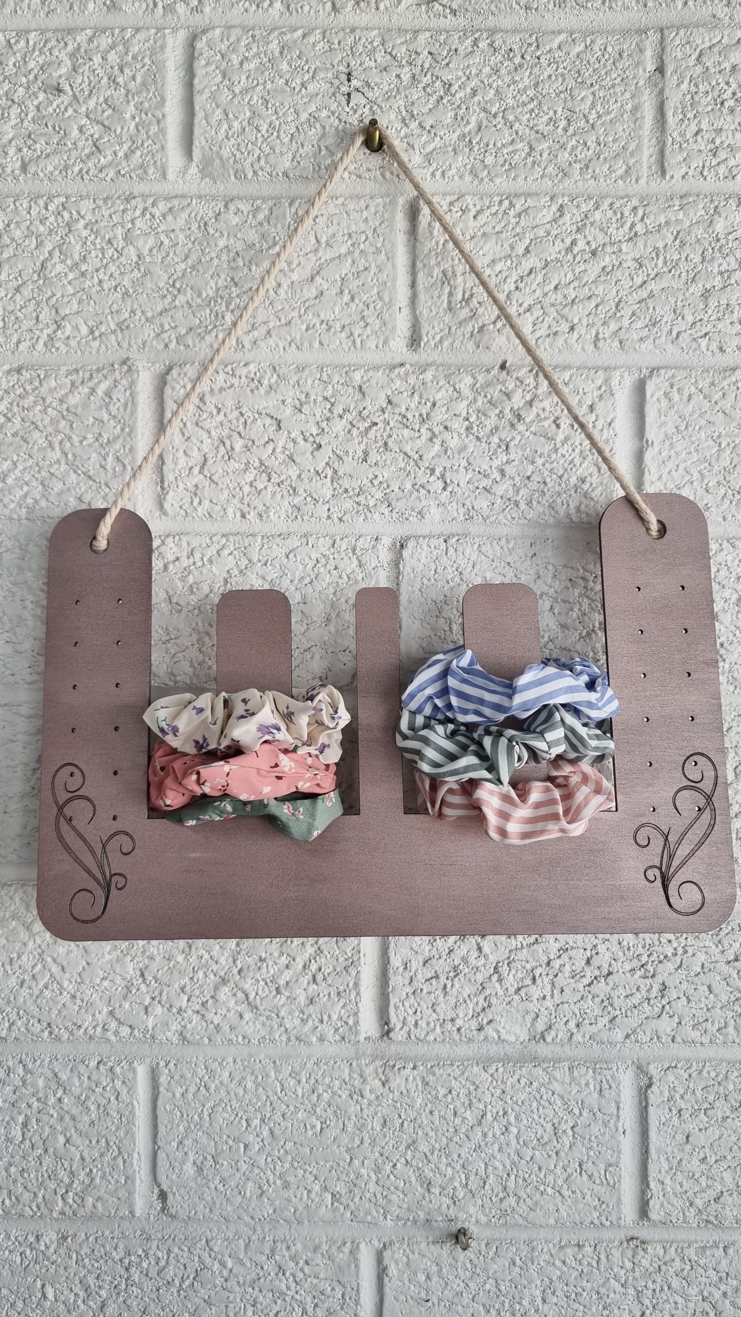 Wooden Hanging Scrunchie Holder