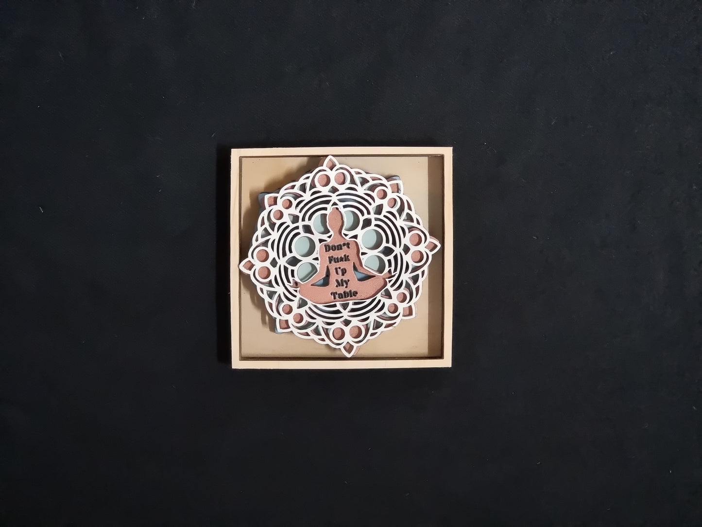 Boho Mandala patterned Wooden Coaster Set