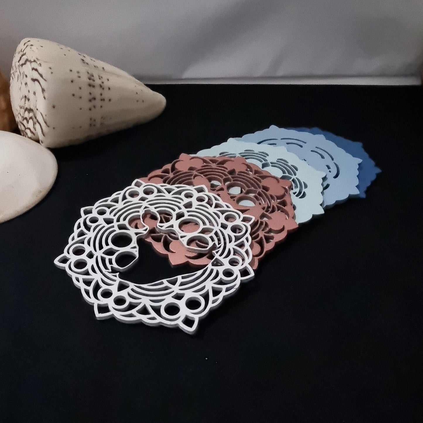 Boho Mandala patterned Wooden Coaster Set
