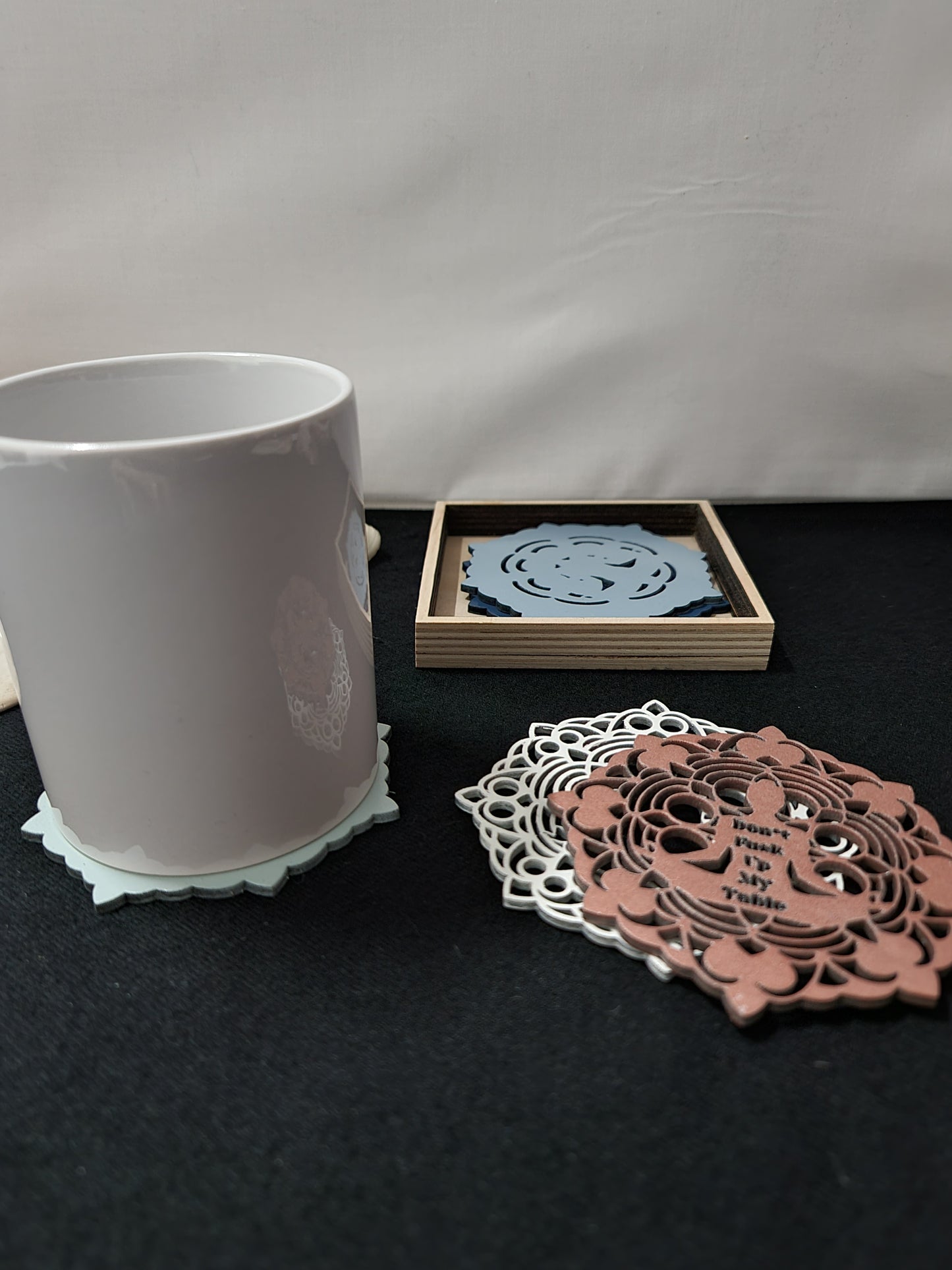 Boho Mandala patterned Wooden Coaster Set