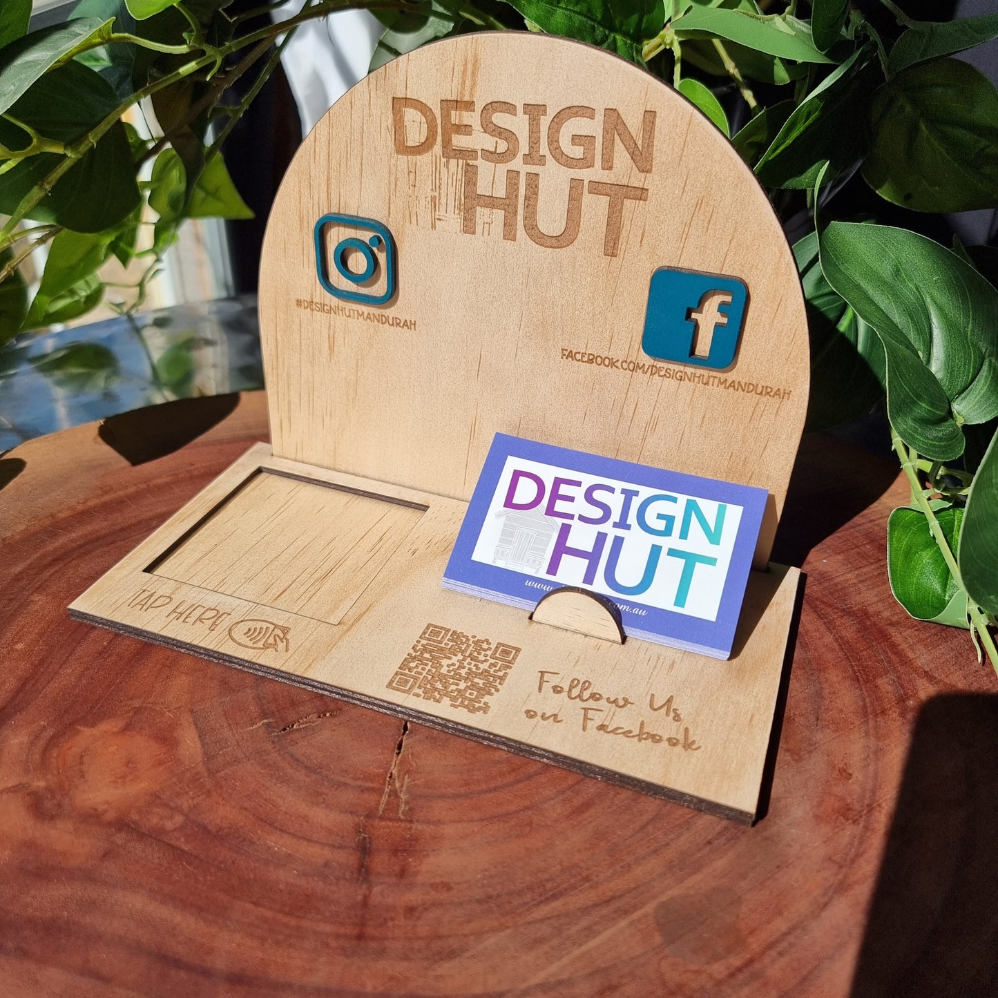 Wooden Square Reader + Business Card Dock