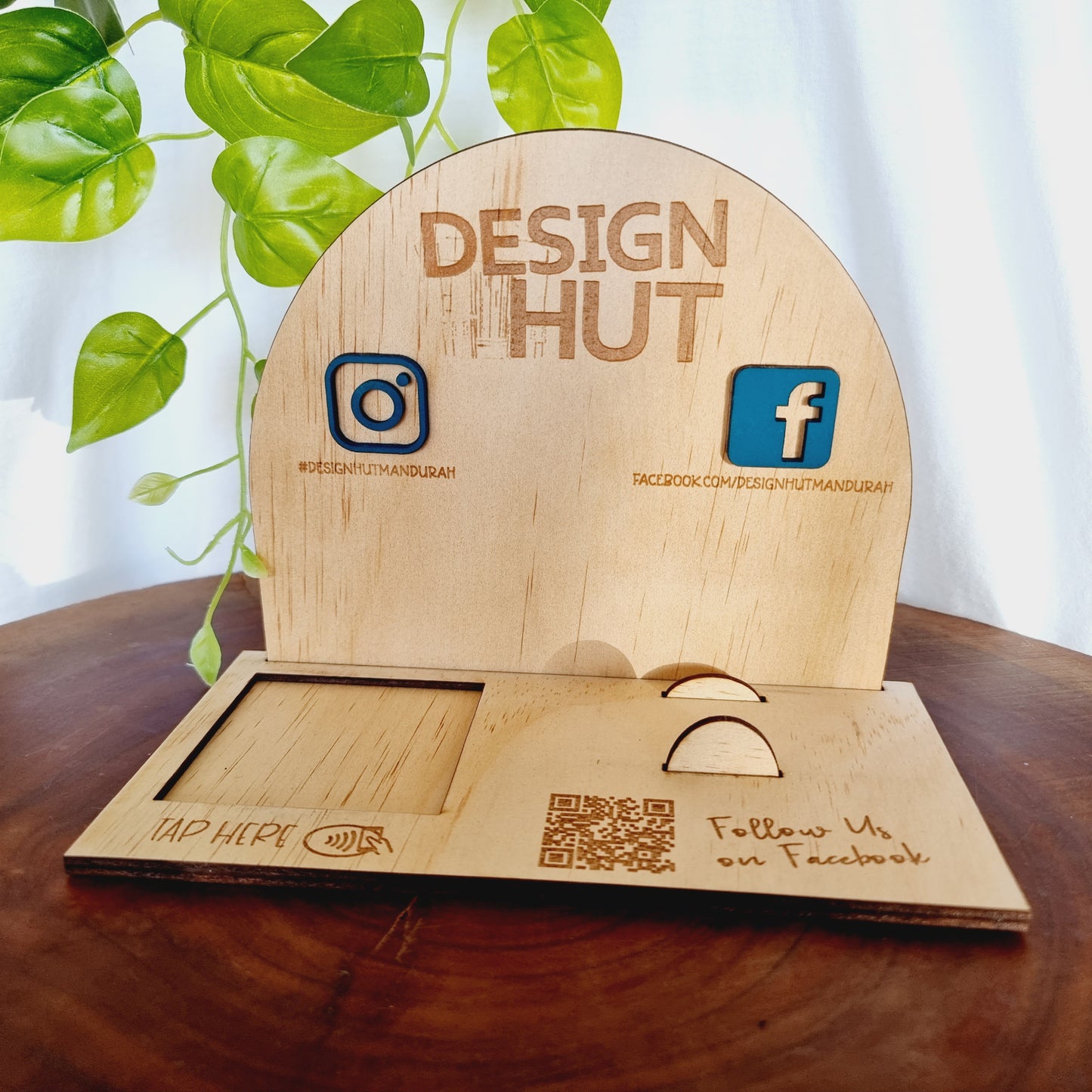 Wooden Square Reader + Business Card Dock