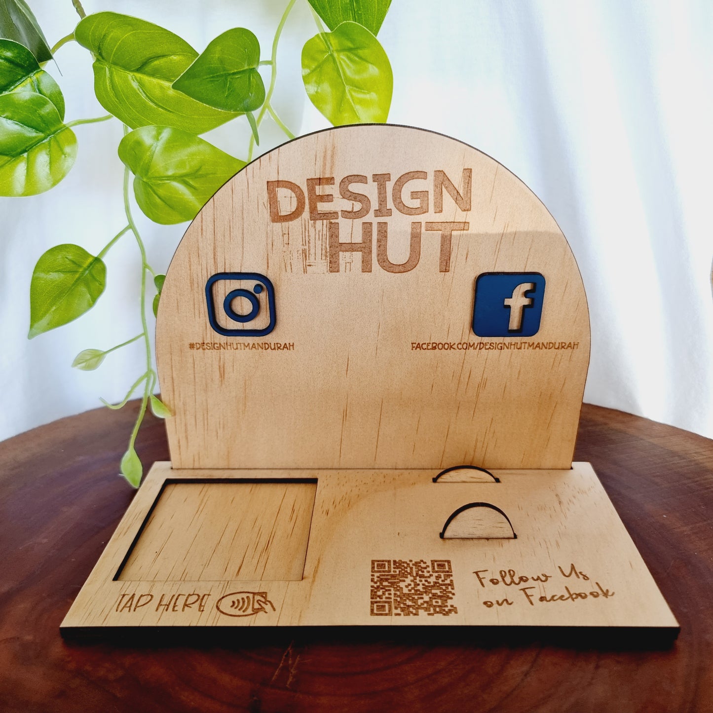 Wooden Square Reader + Business Card Dock