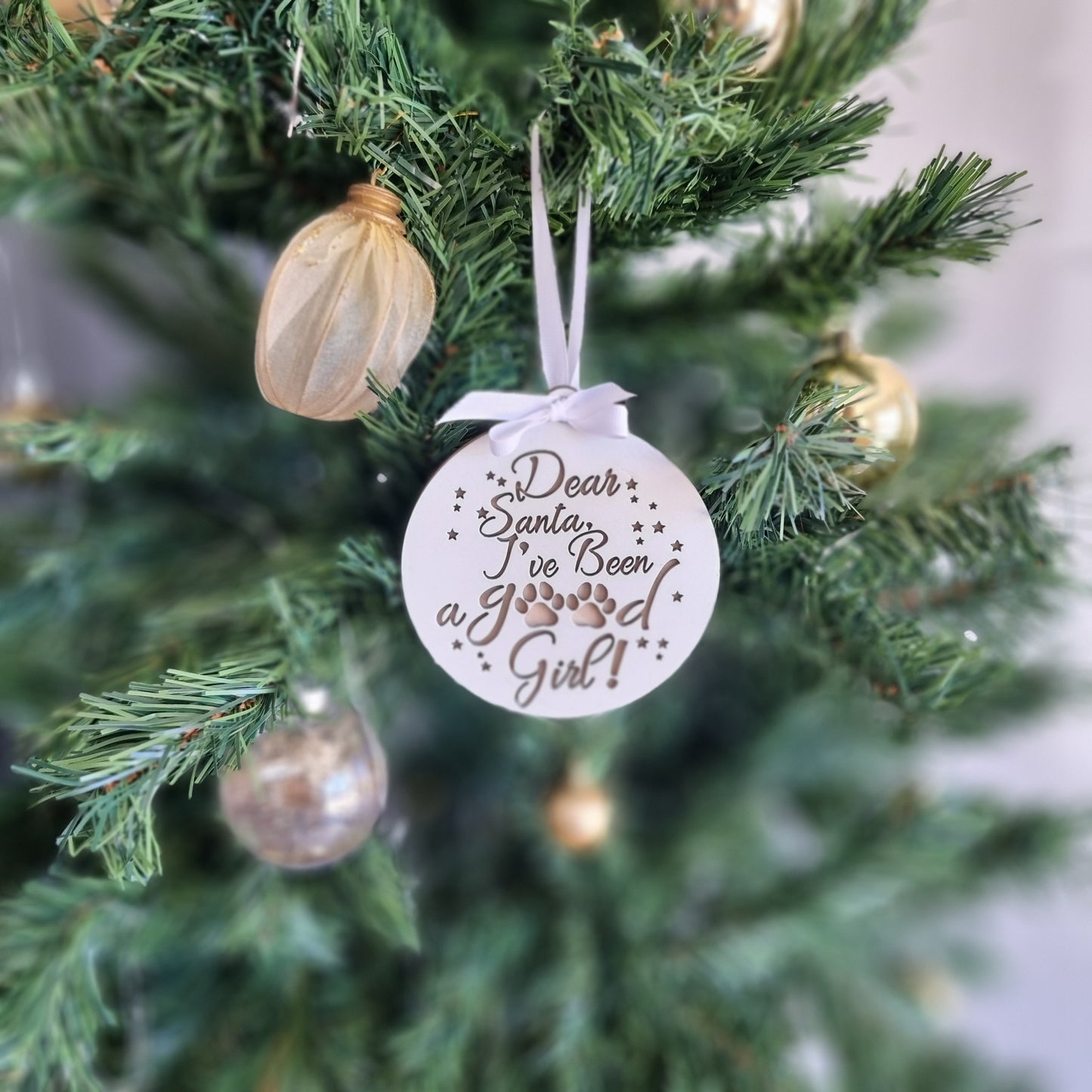 Dear Santa Paw Decoration. I've been a good Girl/Boy - Dog Paw Ornament | Design Hut
