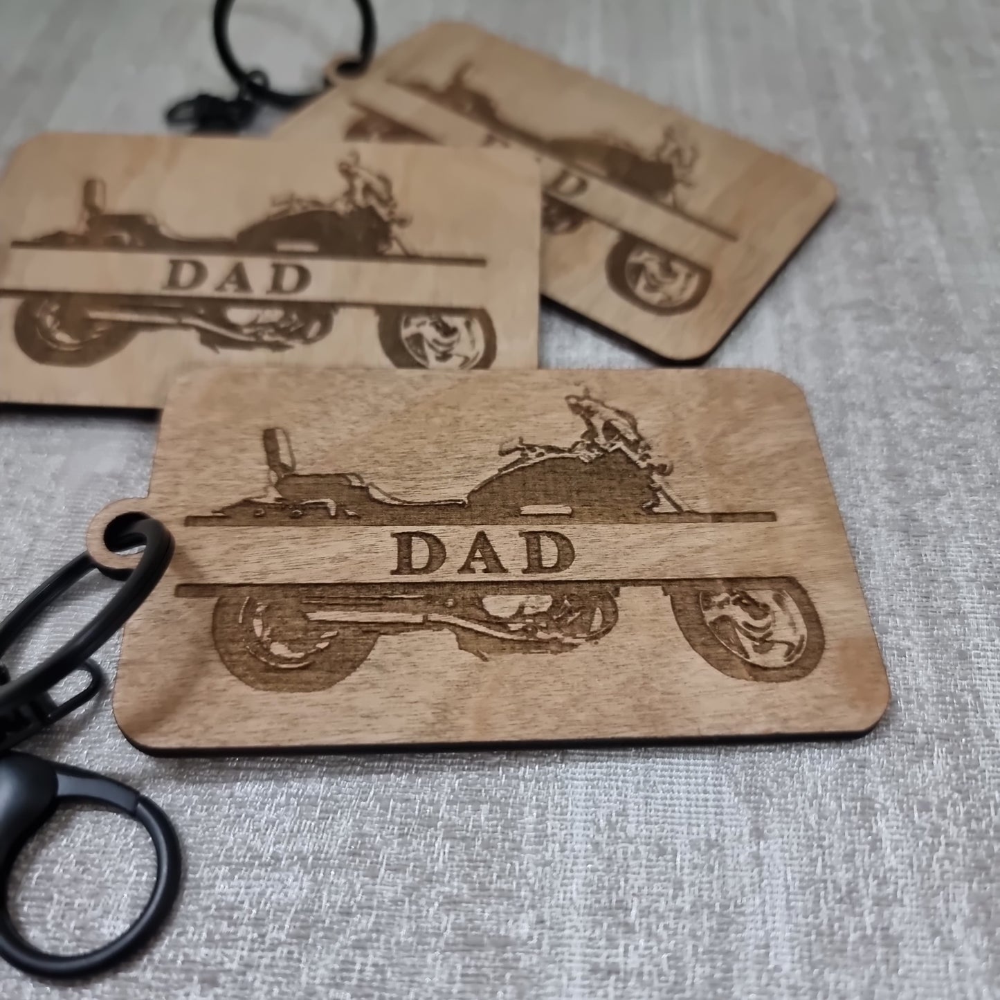 Wooden Laser Engraved motorbike keyring