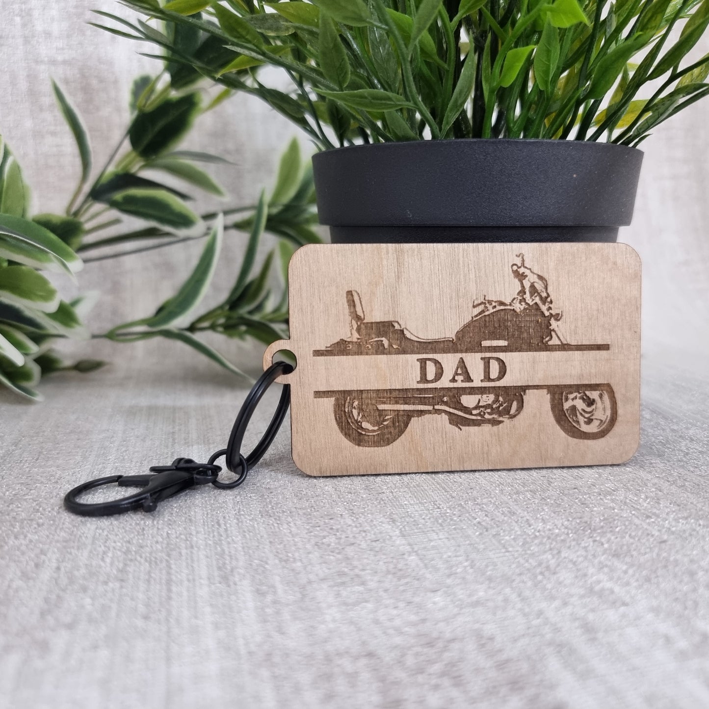 Wooden Laser Engraved motorbike keyring