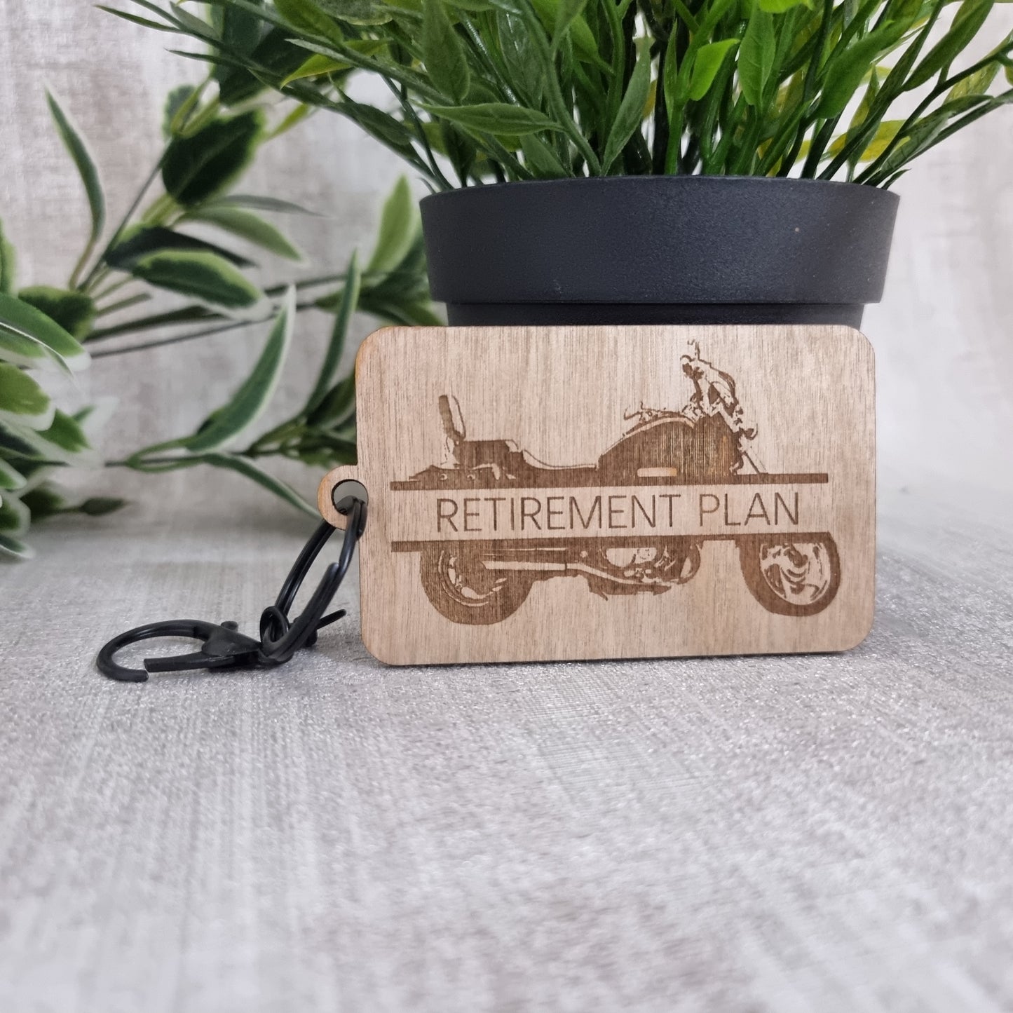 Wooden Laser Engraved motorbike keyring