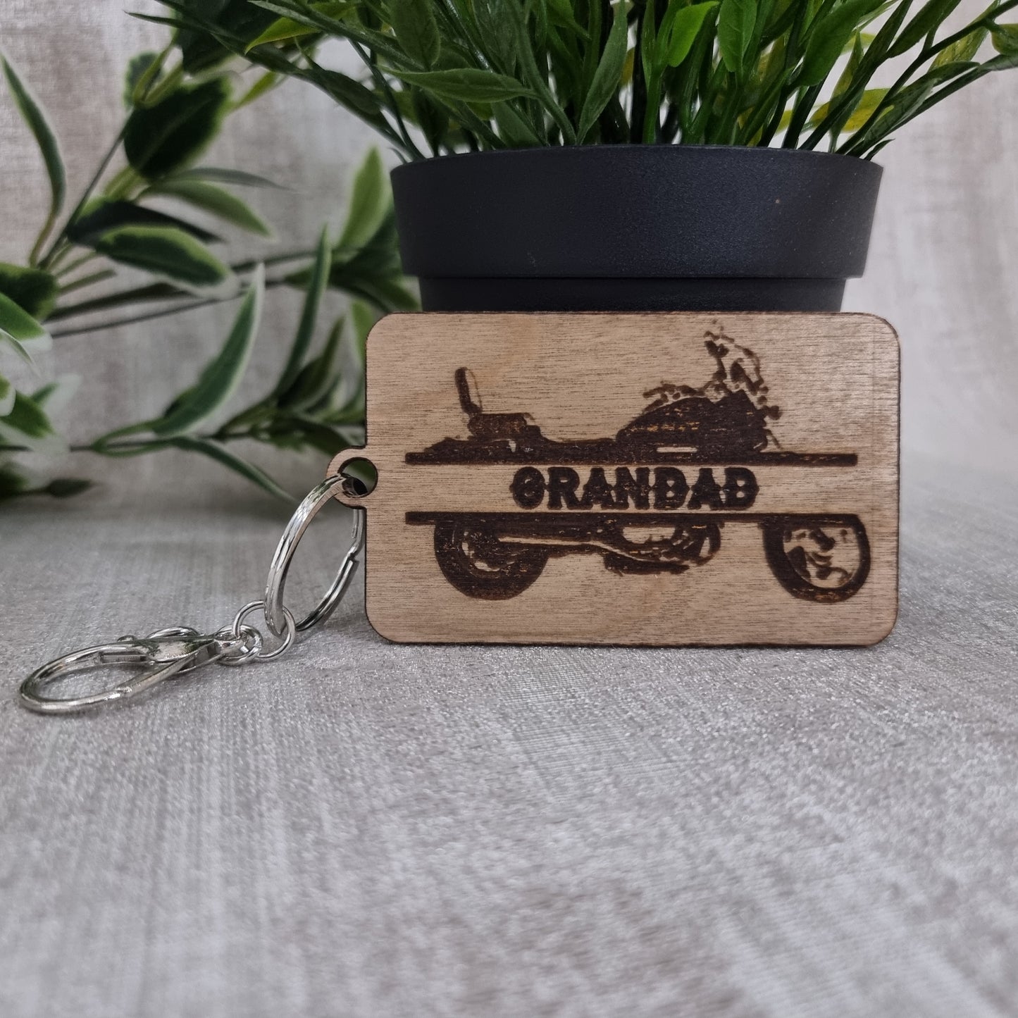 Wooden Laser Engraved motorbike keyring