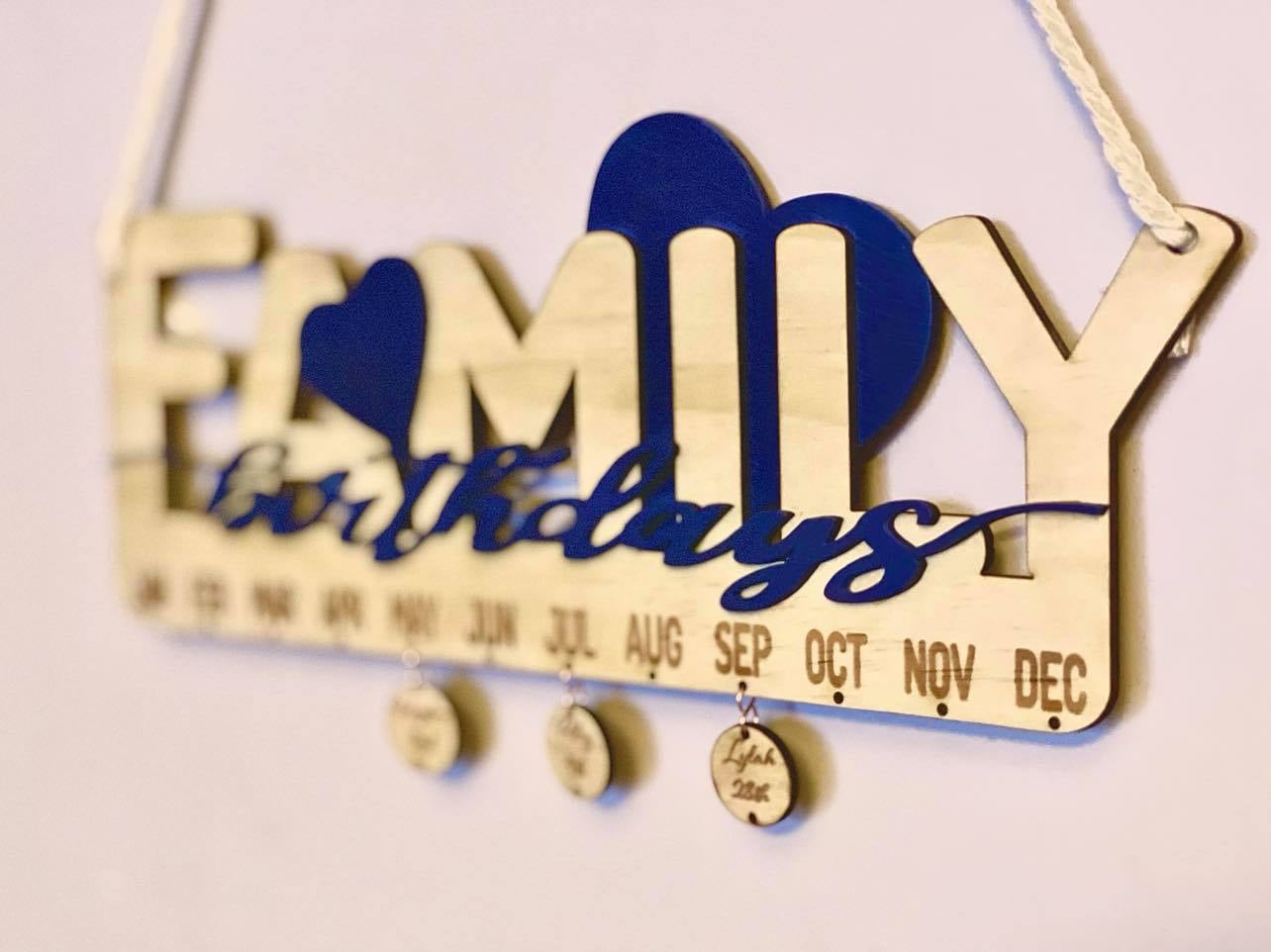 Wooden Family Birthday Calendar - Design Hut