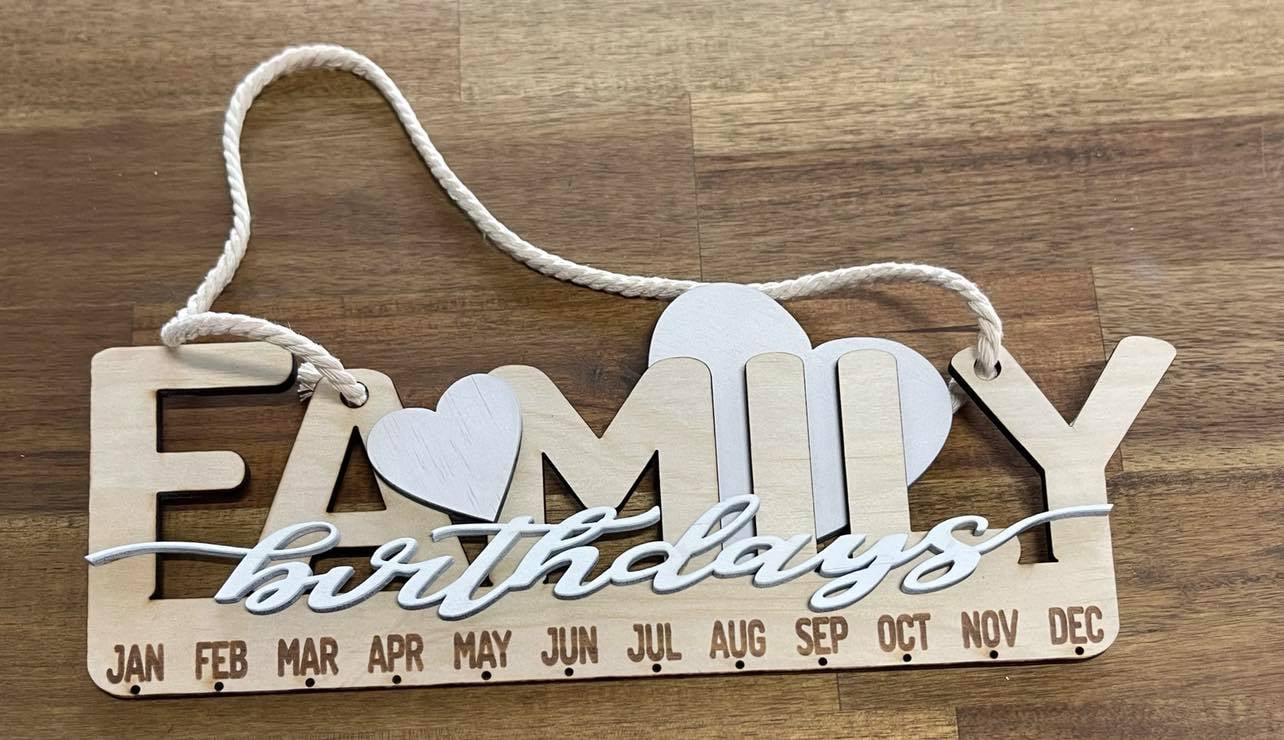 Wooden Family Birthday Calendar - Design Hut