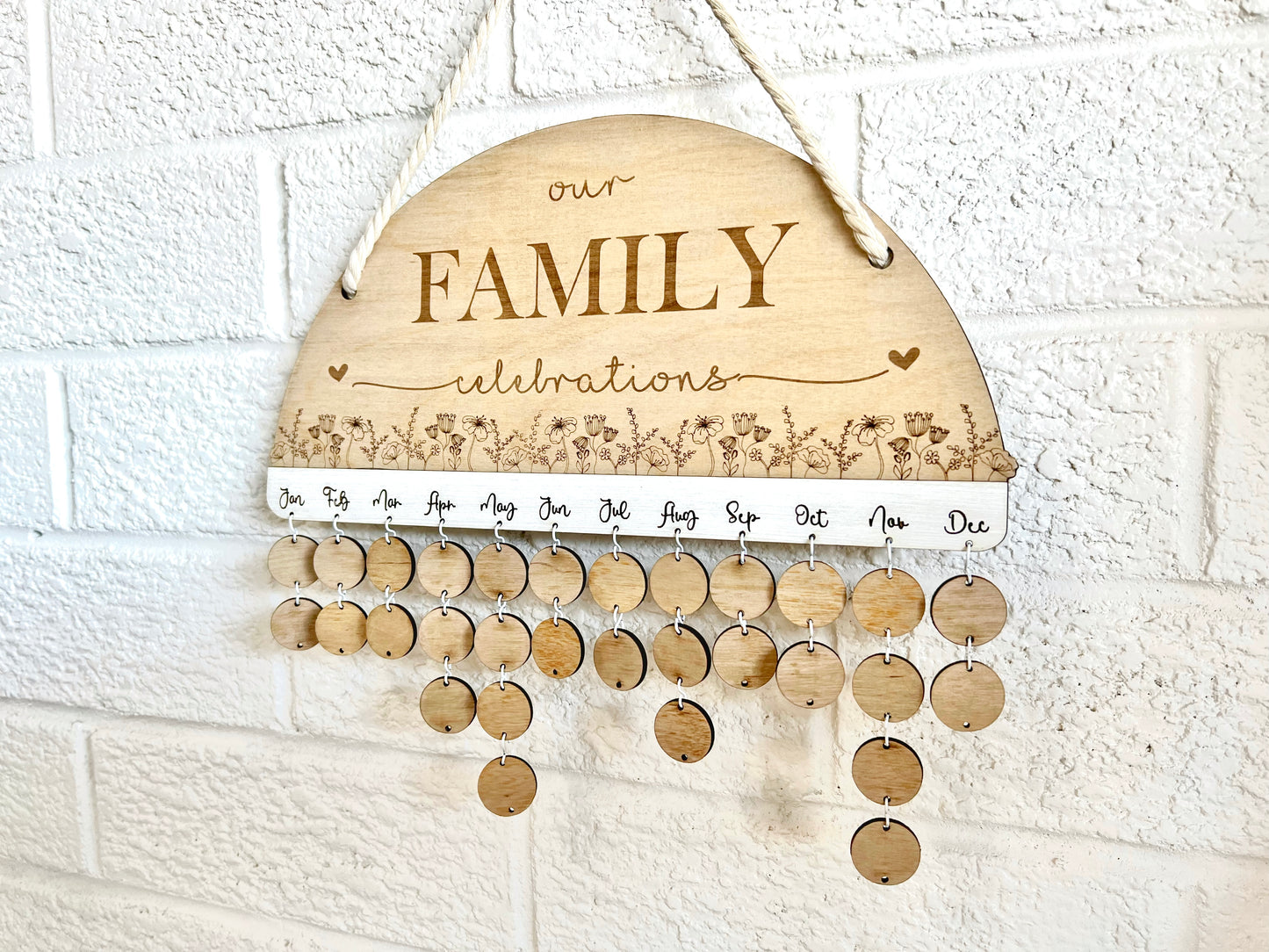 Wooden Floral "Our Family Celebrations" Calendar - Design Hut