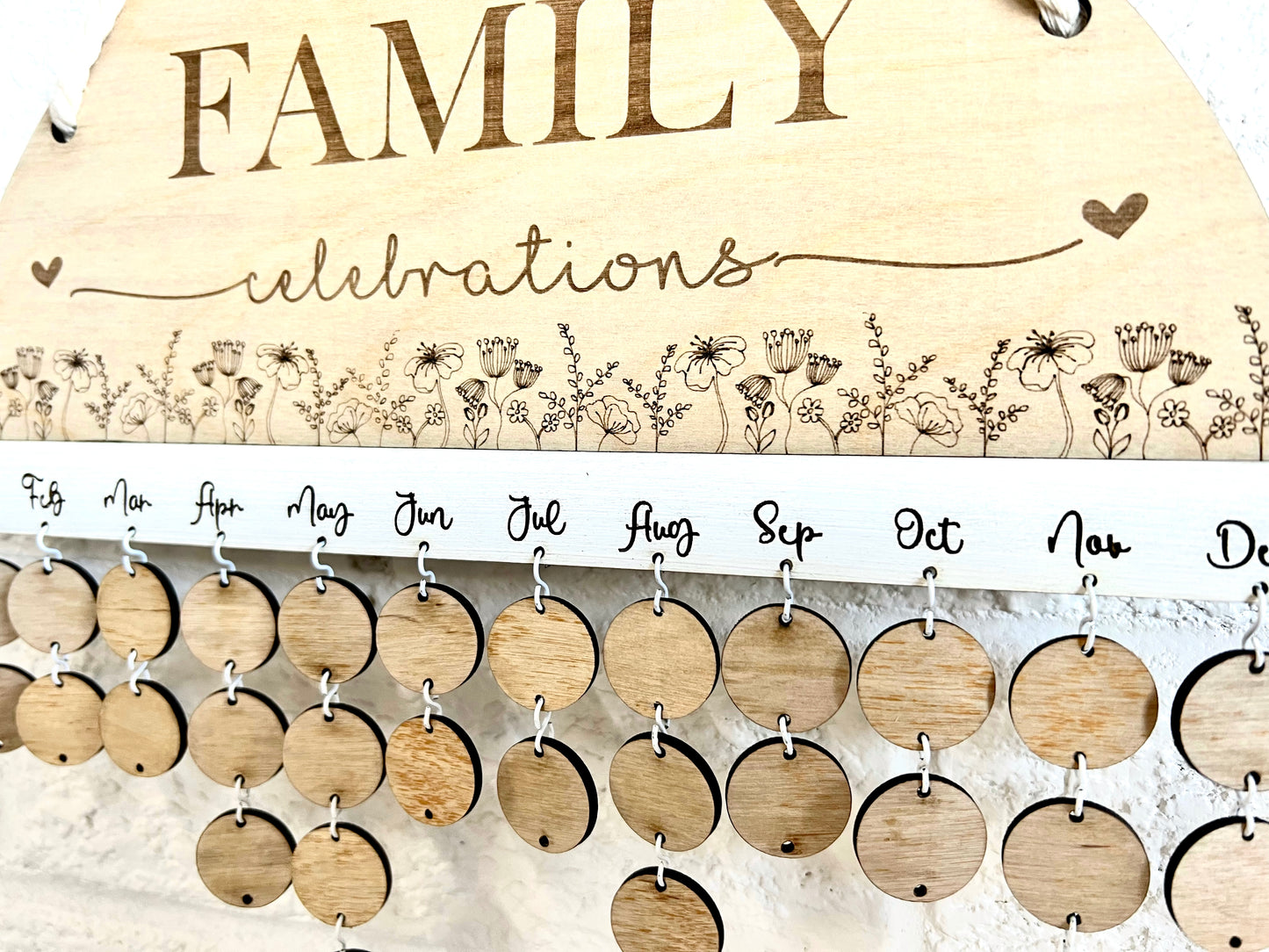 Wooden Floral "Our Family Celebrations" Calendar - Design Hut