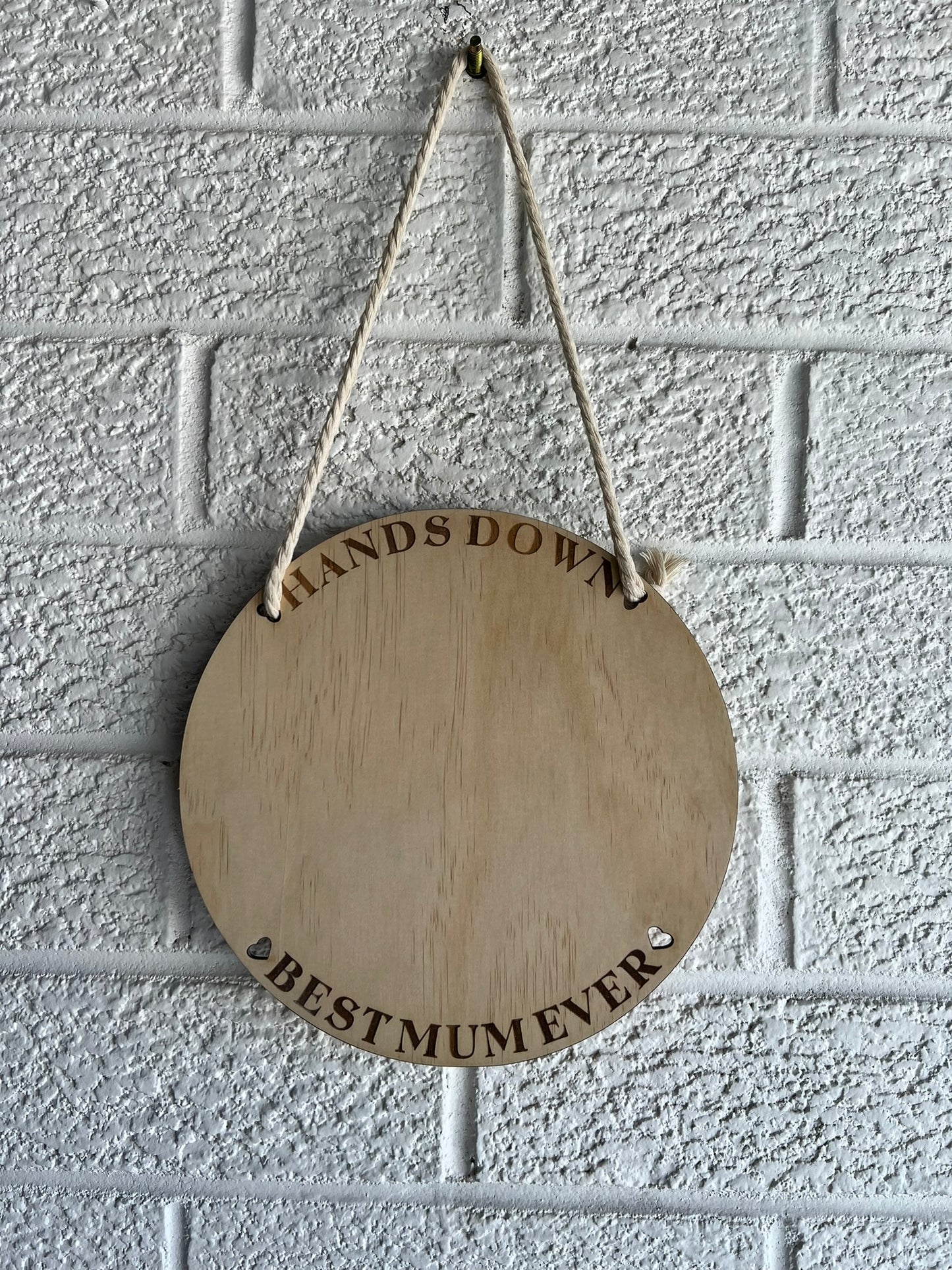Hands Down Best Mum Ever Wooden Hanging sign - Mother's Day Gift | Design Hut