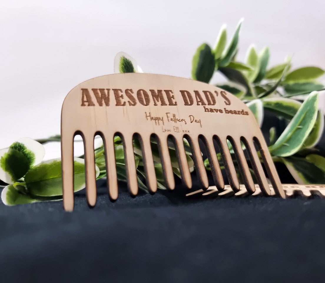 Engraved Wooden Beard Comb - Personalised | Design Hut