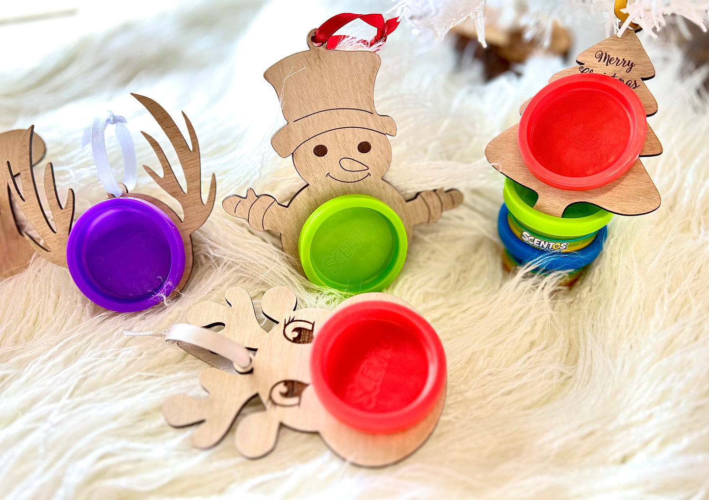 Wooden Christmas Ornament with Scented play dough