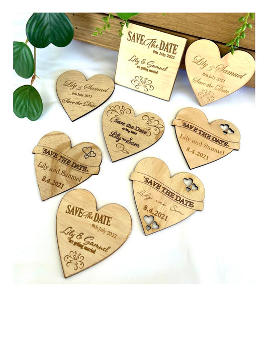 Engraved Wooden Heart "Save the Date" | Design Hut