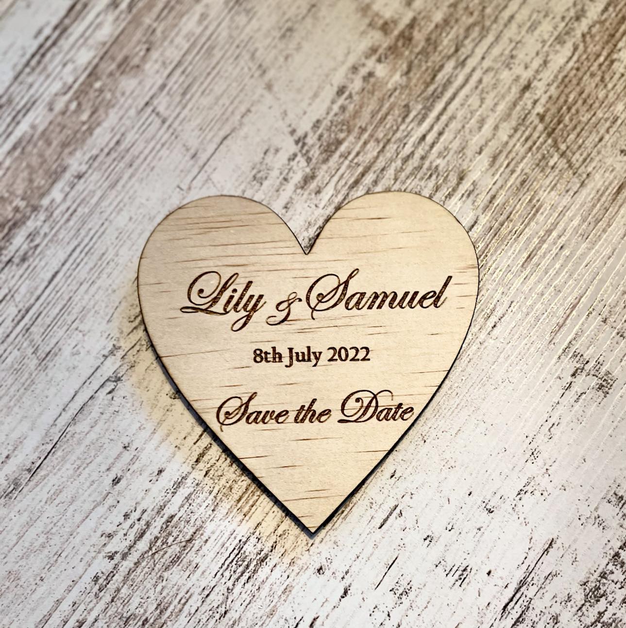 Engraved Wooden Heart "Save the Date" | Design Hut