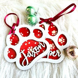 Personalised Paw Print Christmas Decoration | Design Hut