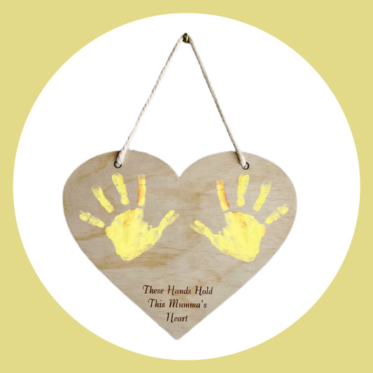 Custom Hand Print Sign - These hands hold this Mumma's Heart