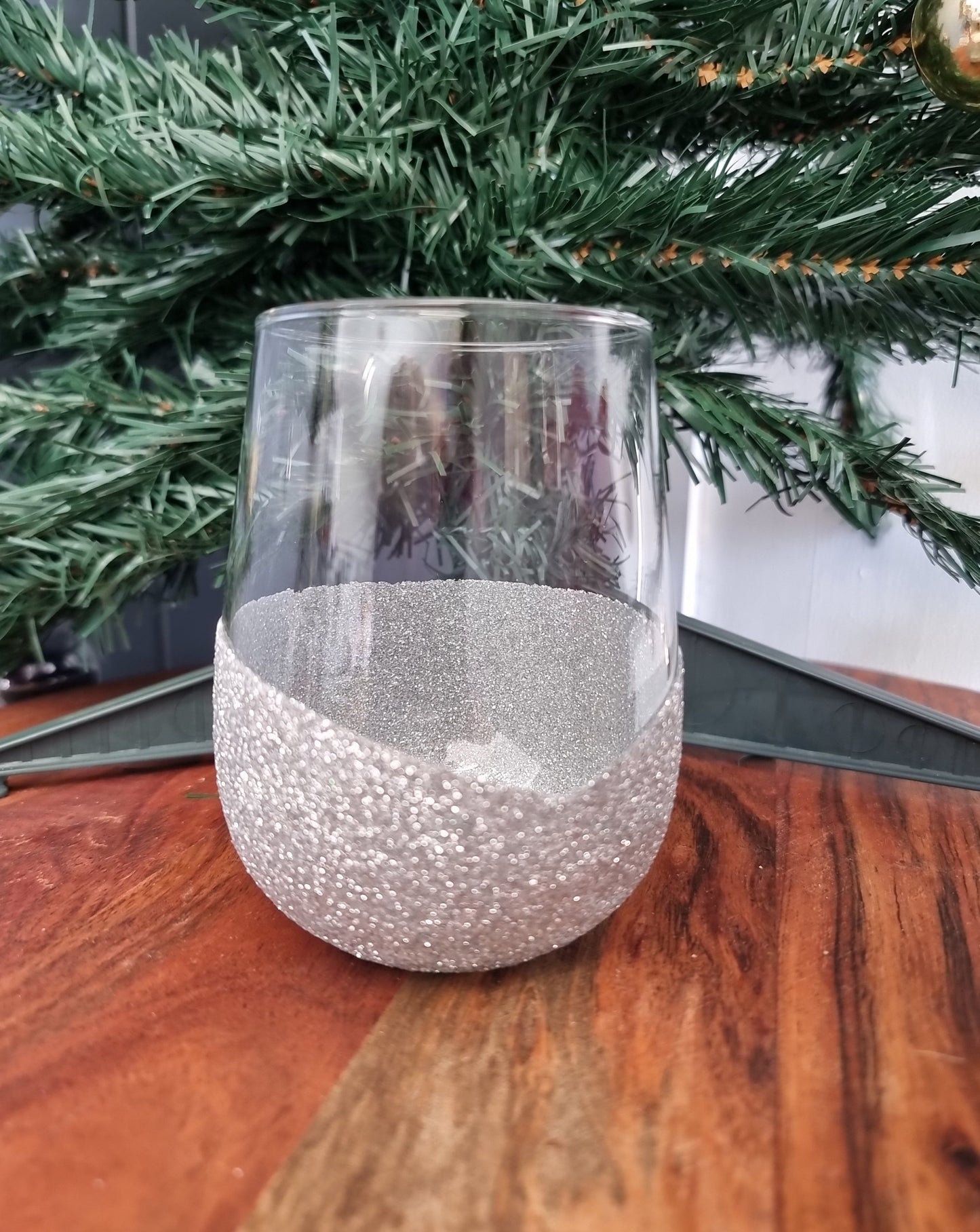 Christmas Tree Glitter Wine Glass 