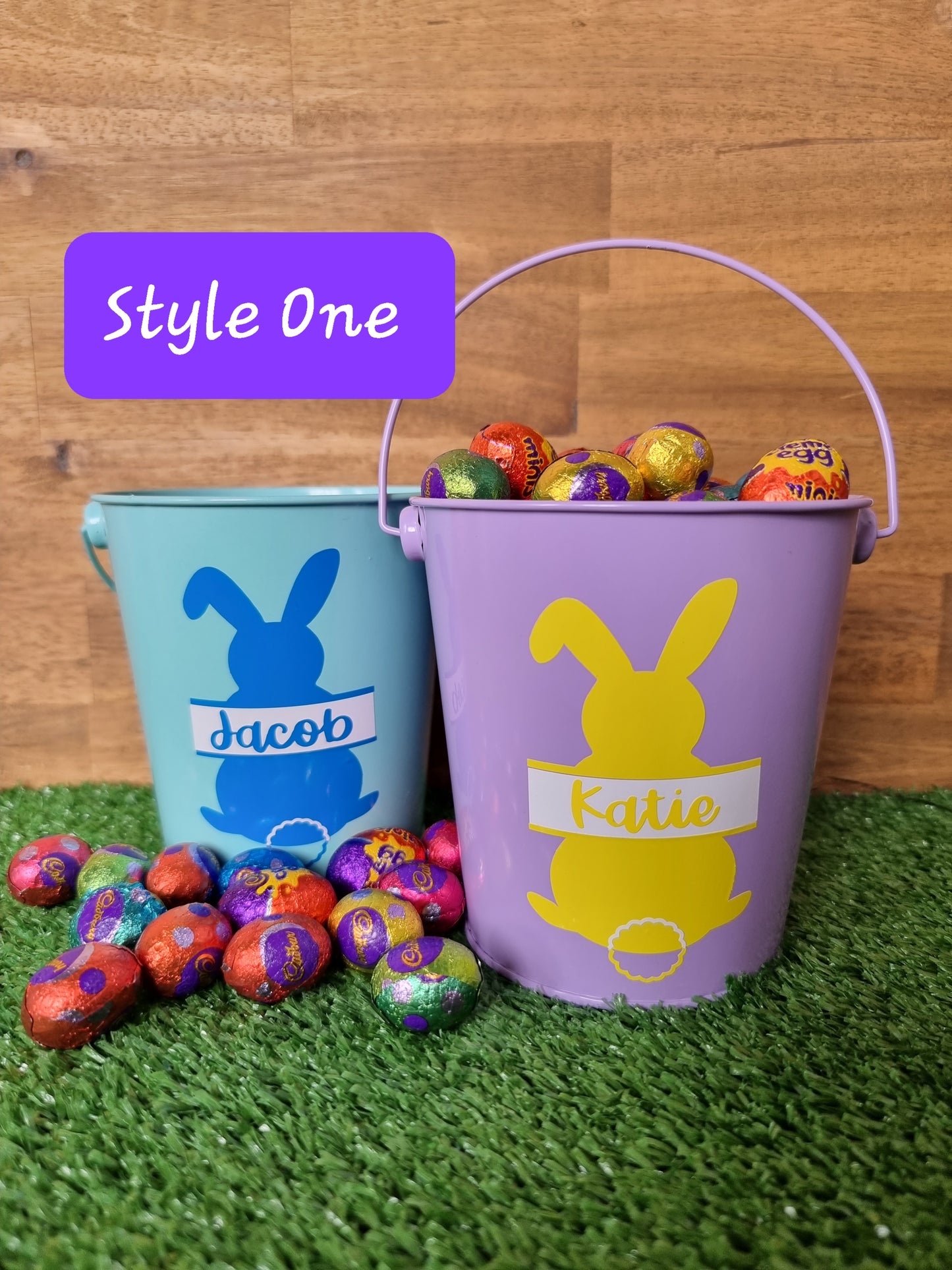 Personalised Metal Easter Bucket Egg Hunt - Design Hut