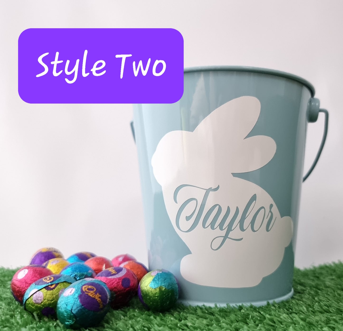 Personalised Metal Easter Bucket Egg Hunt - Design Hut