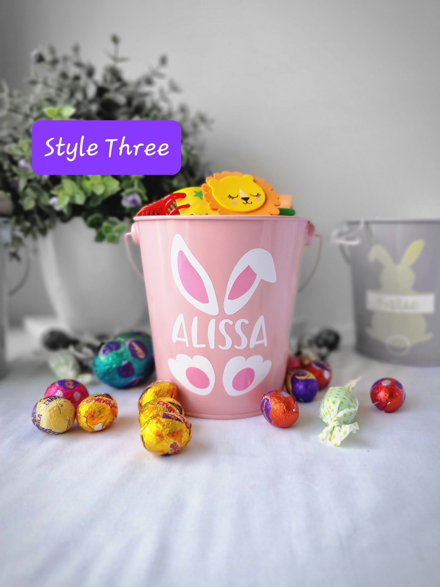 Personalised Metal Easter Bucket Egg Hunt - Design Hut