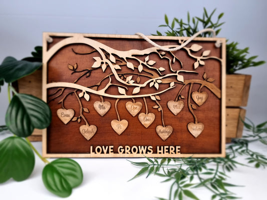 Hanging layered Wooden 3D Family Tree | Design Hut