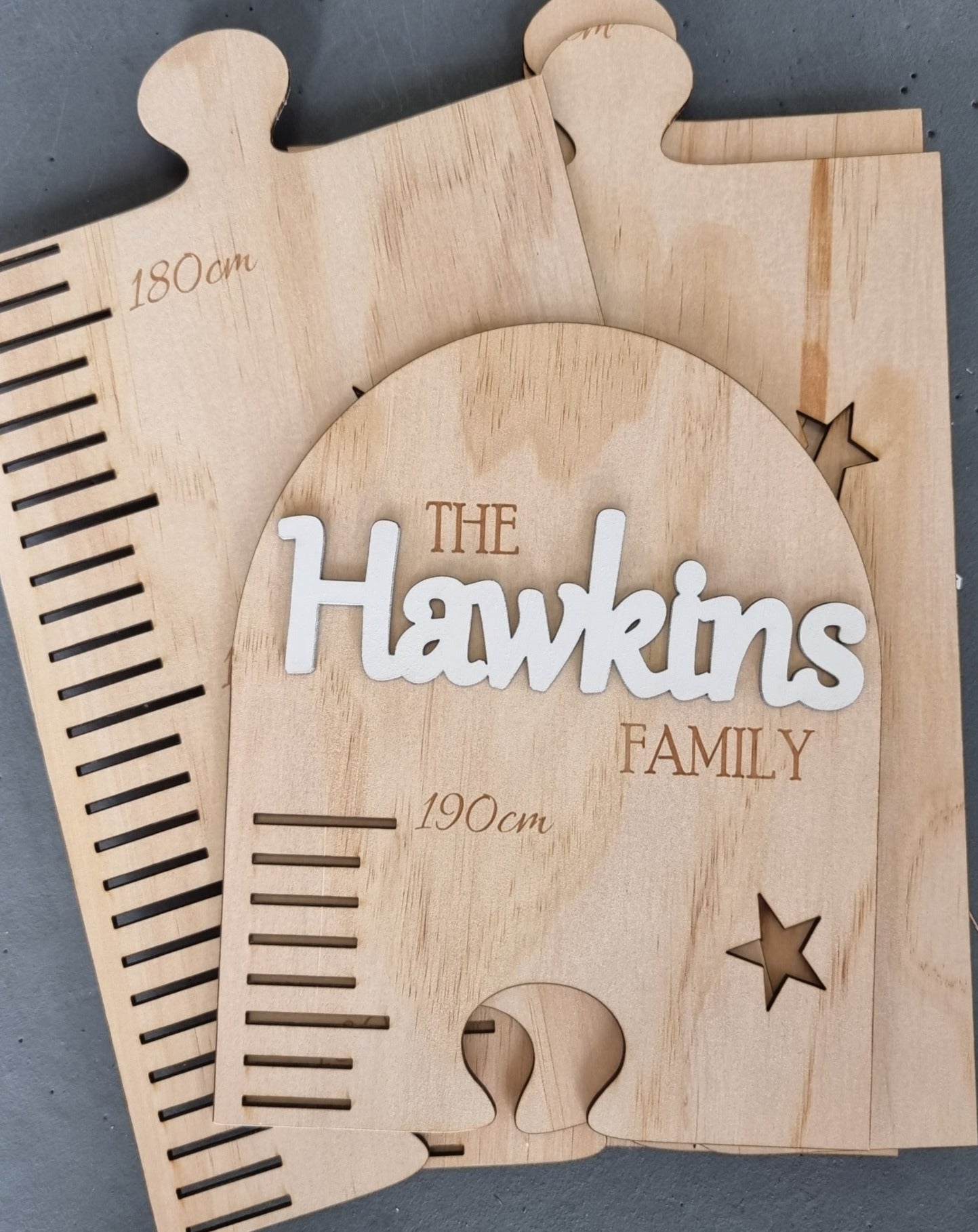 The Hawkins Family Growth Chart, White coating of Last Name