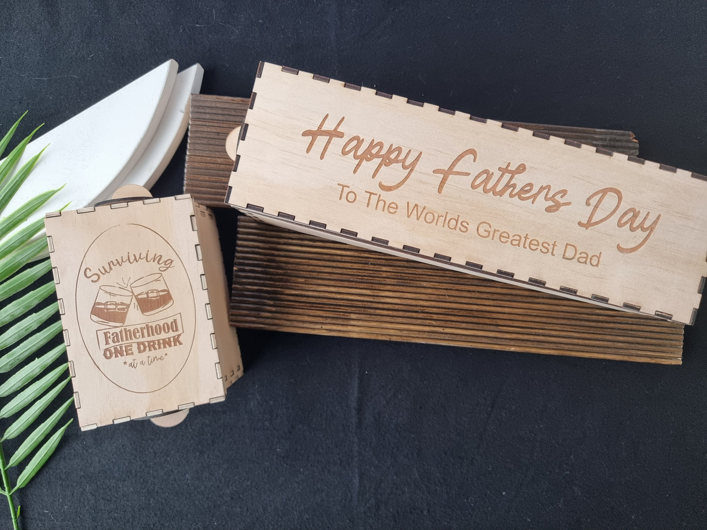 Fathers Day Engraved Wooden Bourbon Box Holder Opening Mechanism