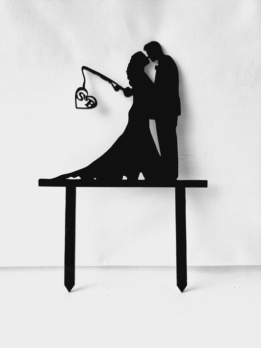 Acrylic Cake Topper - Wedding Fishing Style