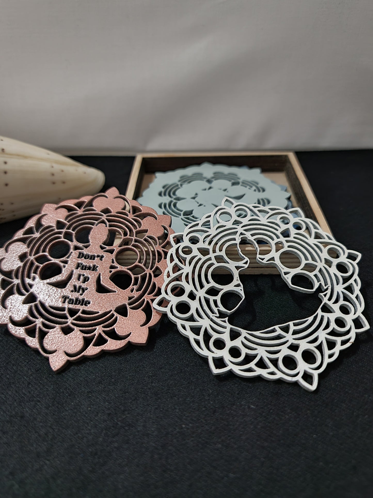 Boho Mandala patterned Wooden Coaster Set