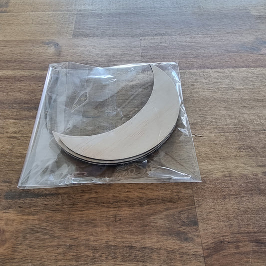 Small Wooden Crescent Moon Blank 4 pack