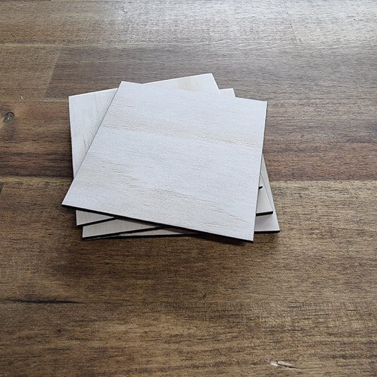 Blank Wooden Squares - Laser Cut - 4pk