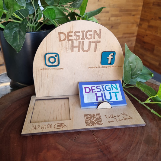 Wooden Square Reader + Business Card Dock