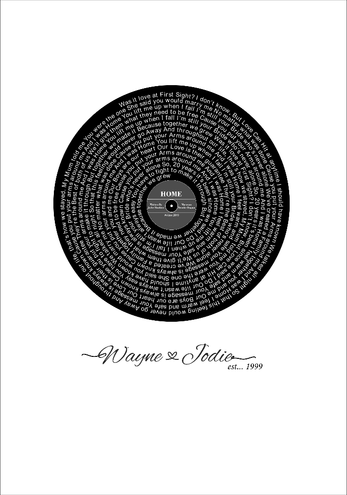 Spiral Song Lyrics Custom Print Retro Record Poster - Design Hut