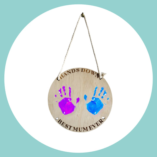 Hands Down Best Mum Ever Wooden Hanging sign - Mother's Day Gift | Design Hut