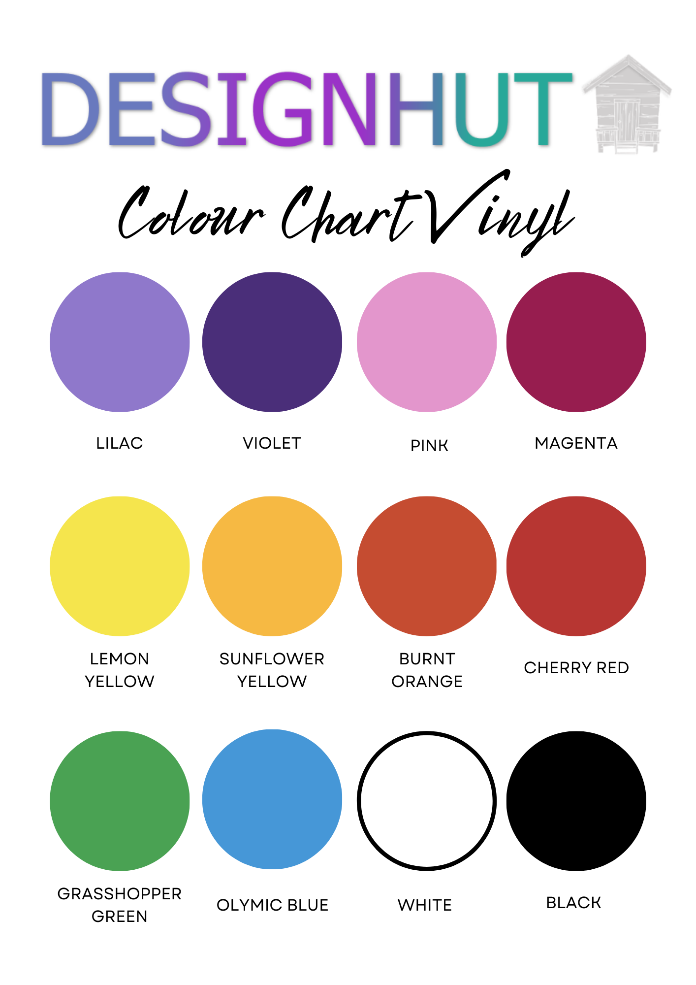 Colour Chart for Vinyl 