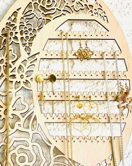 Boho Floral Moon Hanging Jewellery Holder - Design Hut